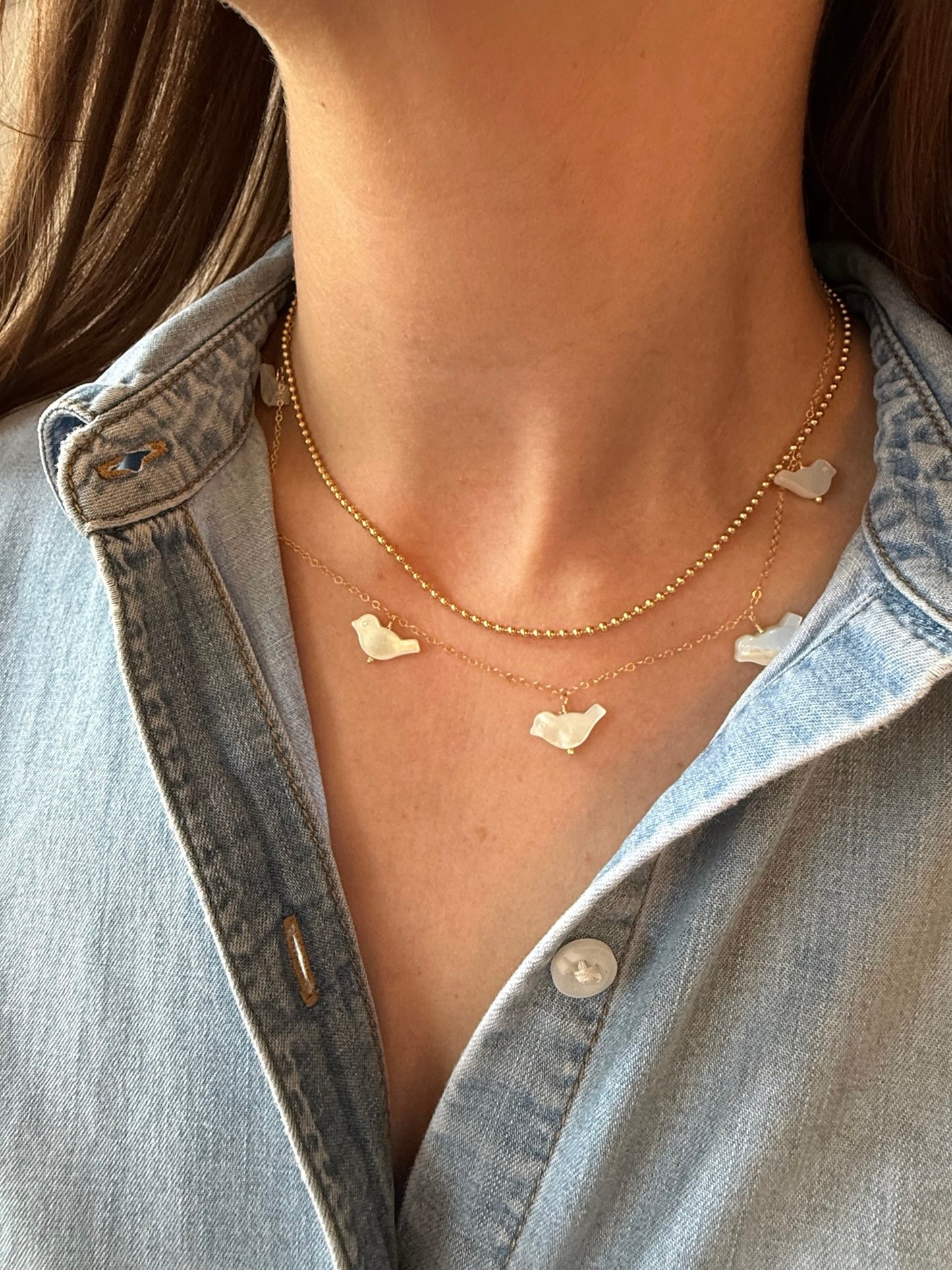 Mother of Pearl Bird Necklace