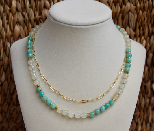 Amazonite and Moonstone Necklace