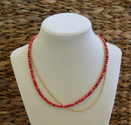 Dyed Coral Beaded Necklace