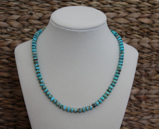 Turquoise and Gold Spacer Necklace