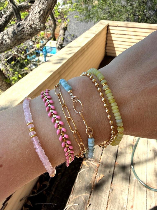 Pink Enamel Link Bracelet