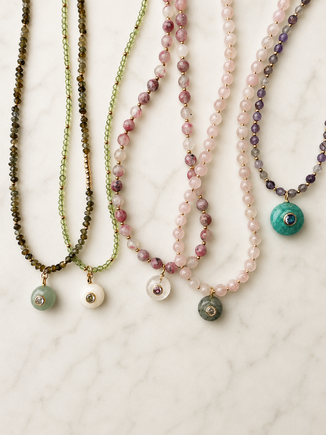 Rose Quartz Round Beaded Necklace