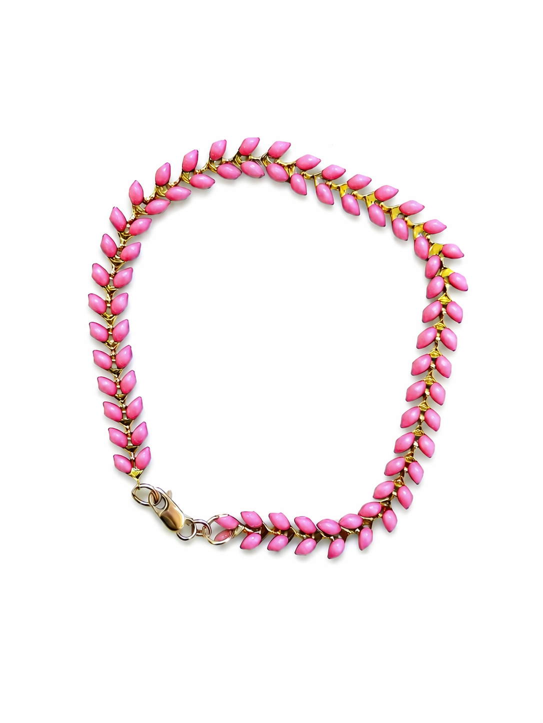 Pink Enamel Link Bracelet