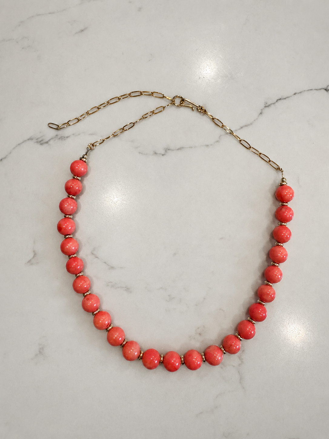 Coral & Paperclip Necklace