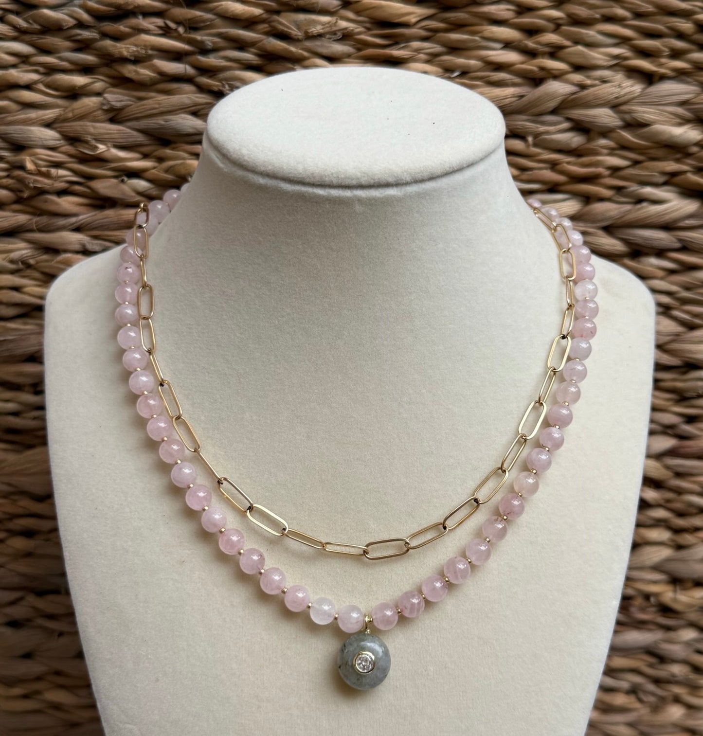 Rose Quartz Round Beaded Necklace