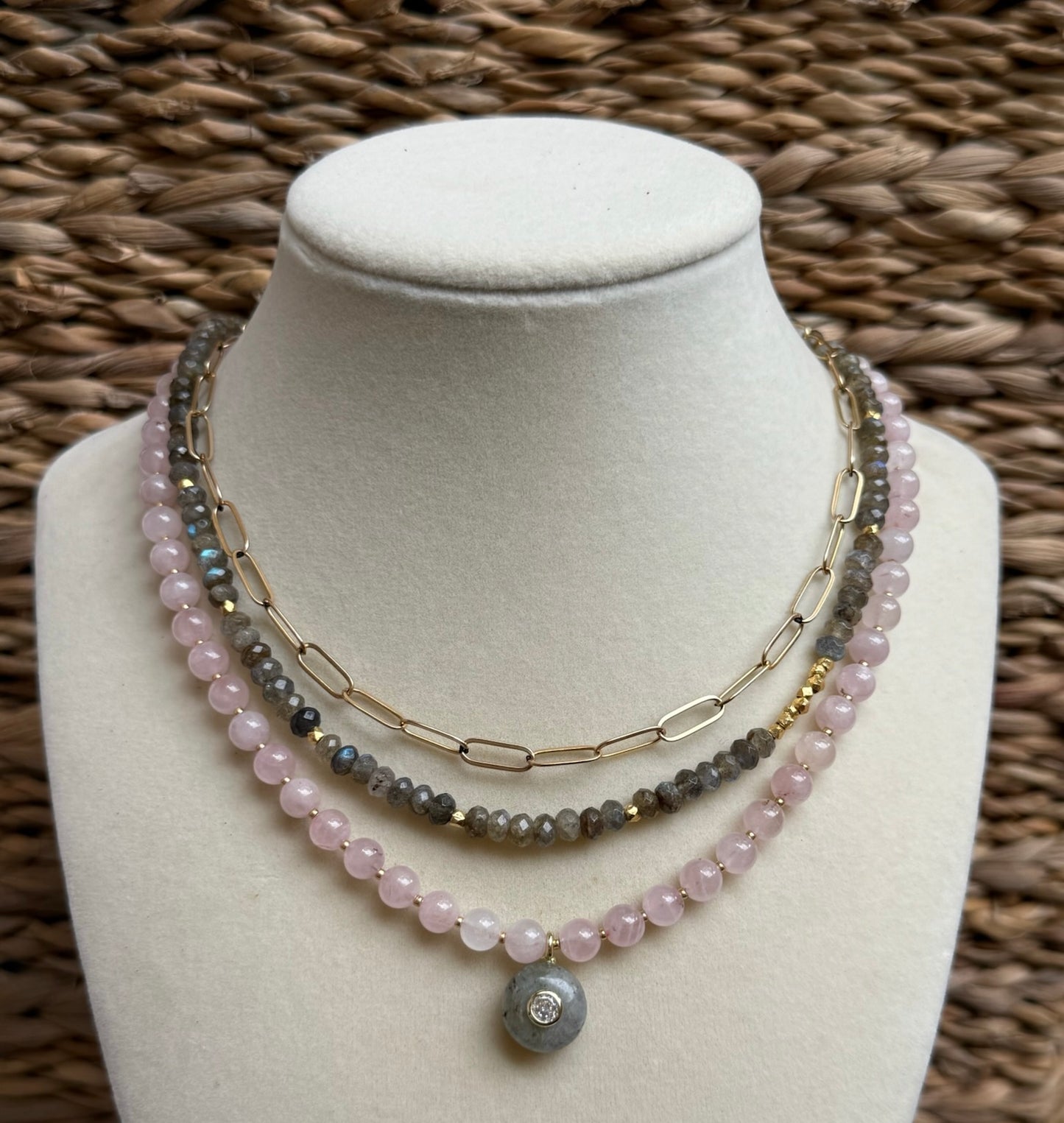 Rose Quartz Round Beaded Necklace