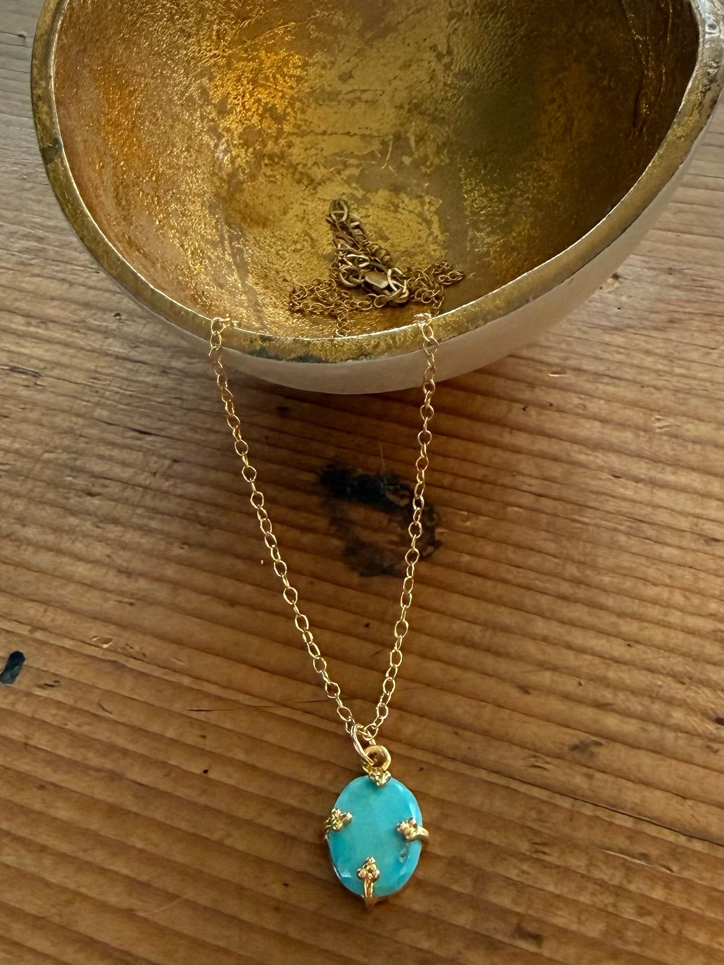 Sleeping Beauty Turquoise Oval Necklace - Fine Chain
