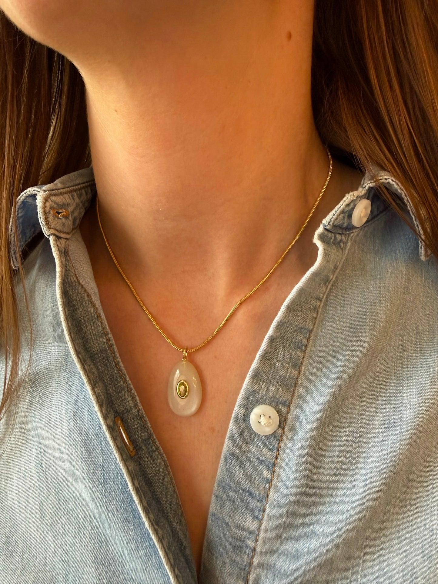 Bezel Moonstone Necklace