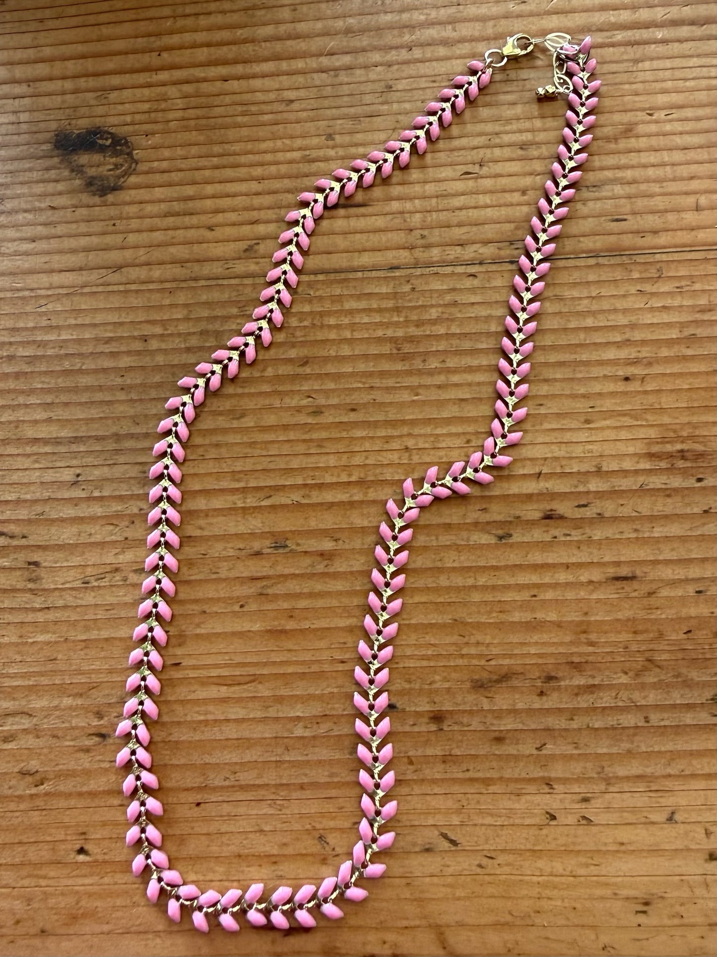 Pink Enamel Necklace