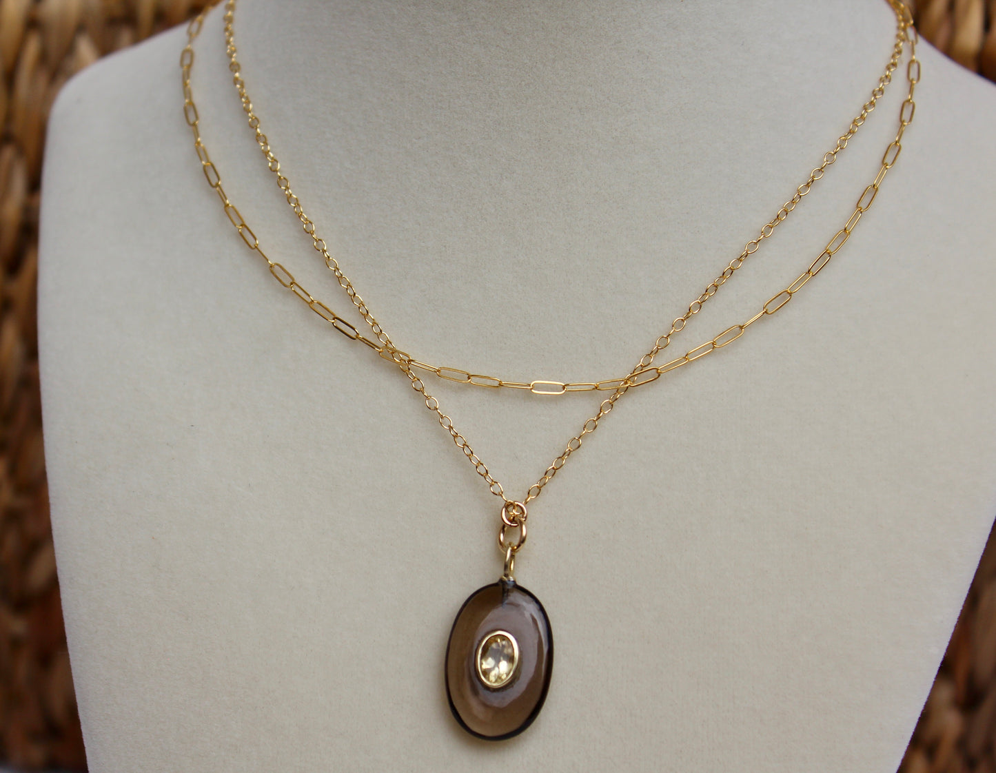 Smokey Topaz and Citrine Necklace