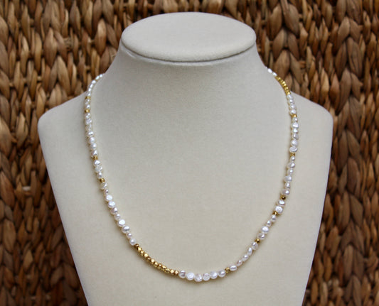 Pearl Necklace With Vermeil Nuggets