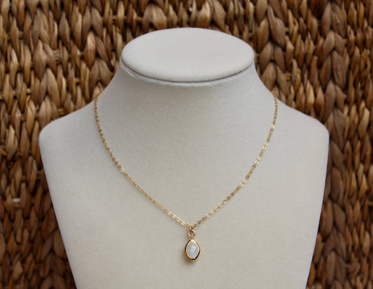 Gold Chain Necklace With Moonstone Drop
