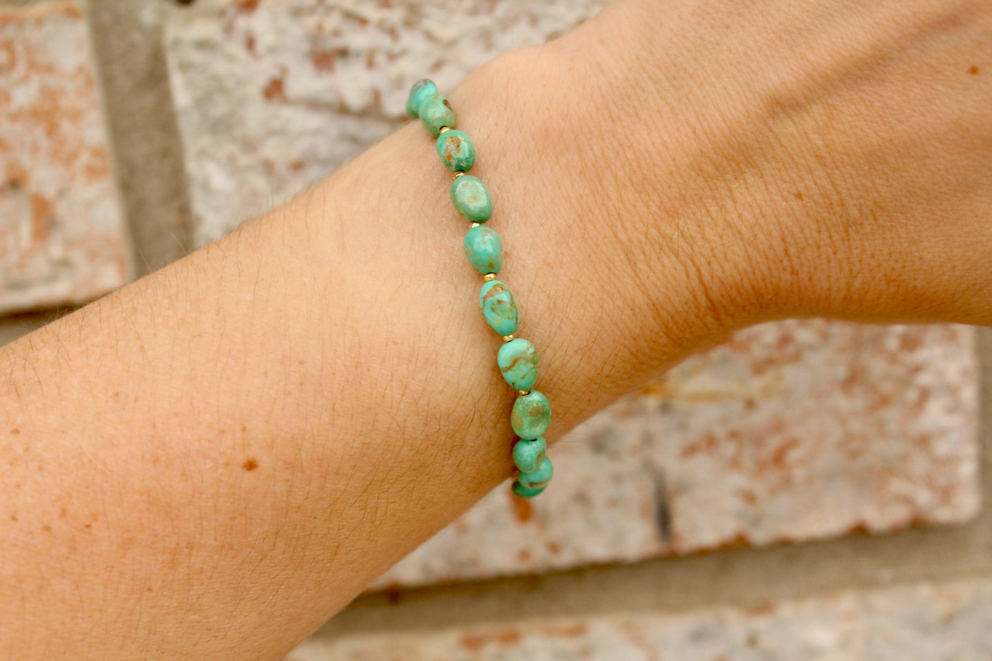 Turquoise Bracelet With Gold Spacers