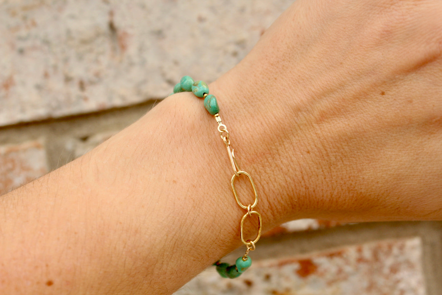 Turquoise Bracelet With Gold Spacers