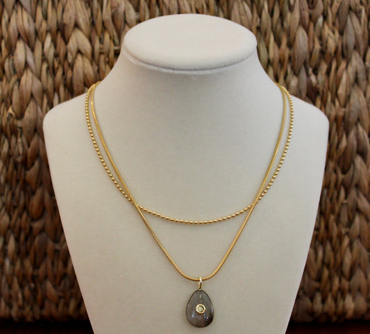 Bezel Moonstone Necklace