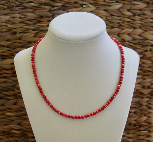 Dyed Coral Beaded Necklace