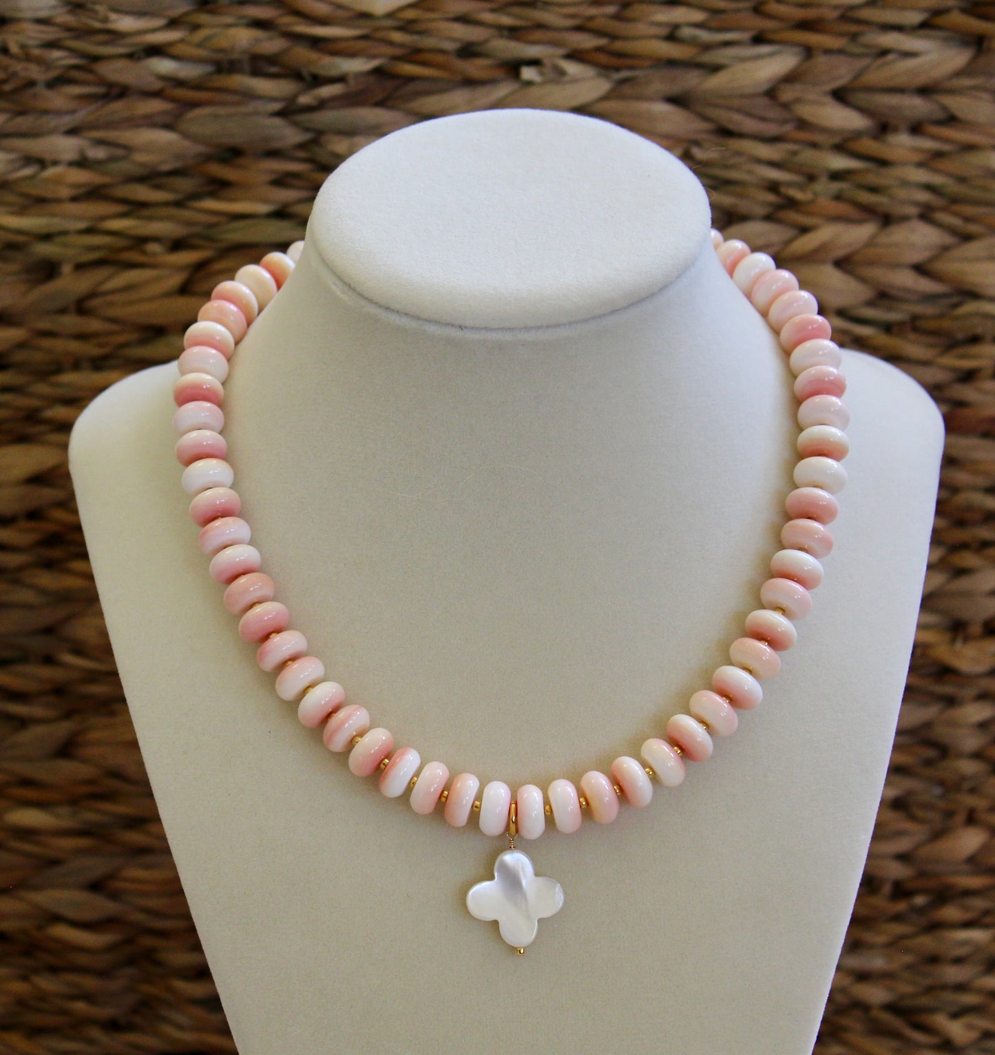 Conch Shell Necklace With Mother of Pearl Drop