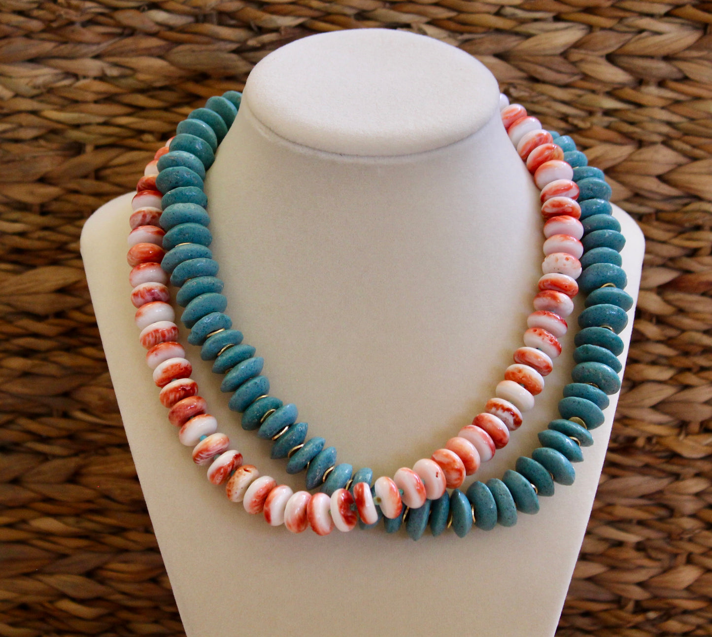 Conch Shell and Turquoise Necklace