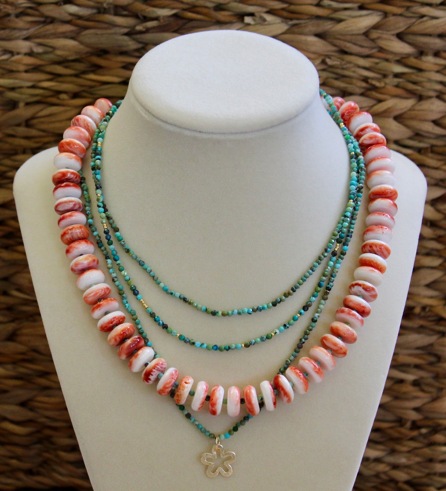 Conch Shell and Turquoise Necklace