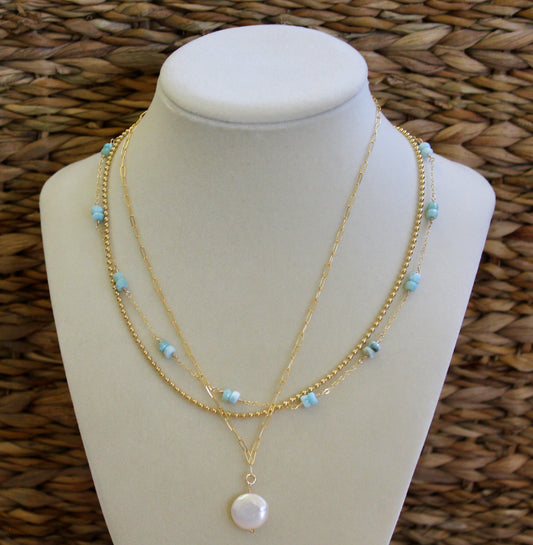 Paperclip Necklace With Pearl Drop