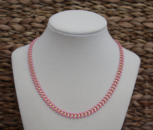 Pink Enamel Necklace