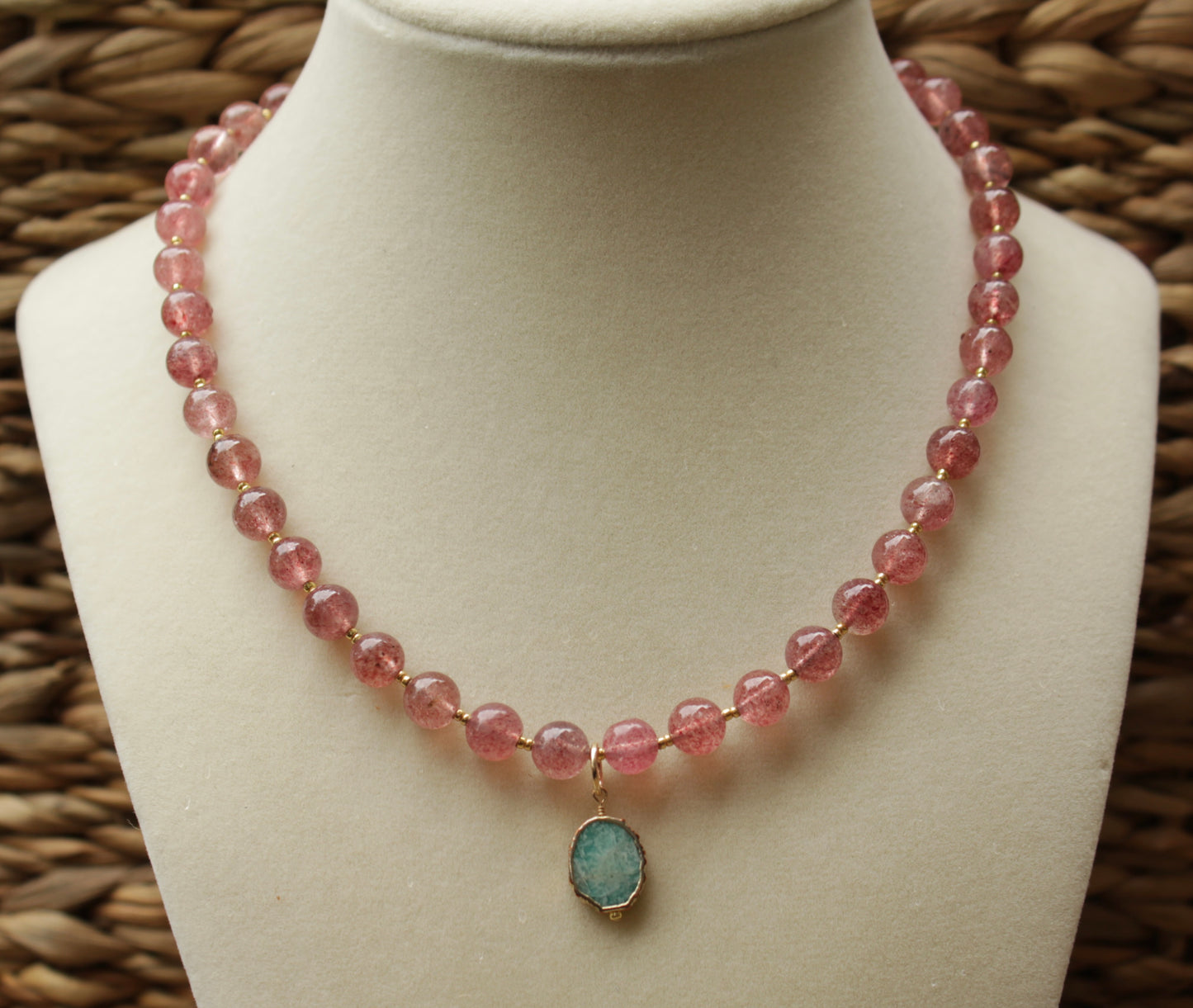 Strawberry Quartz Beaded Necklace