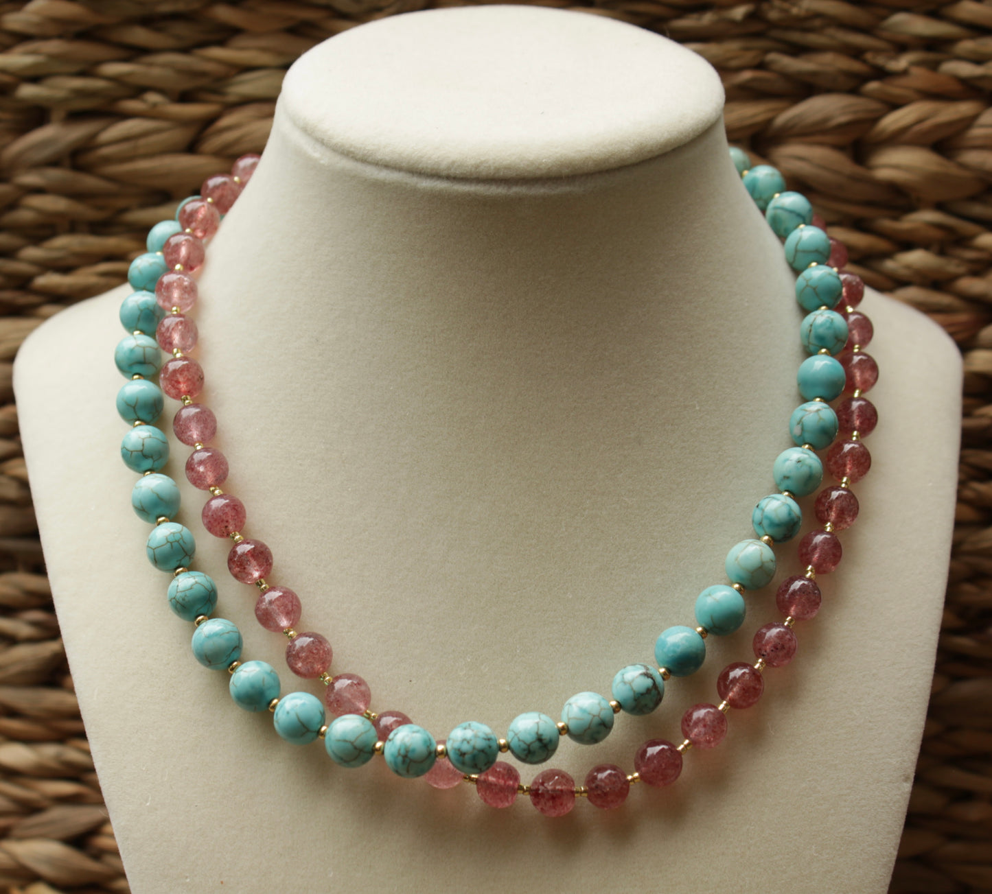 Strawberry Quartz Beaded Necklace