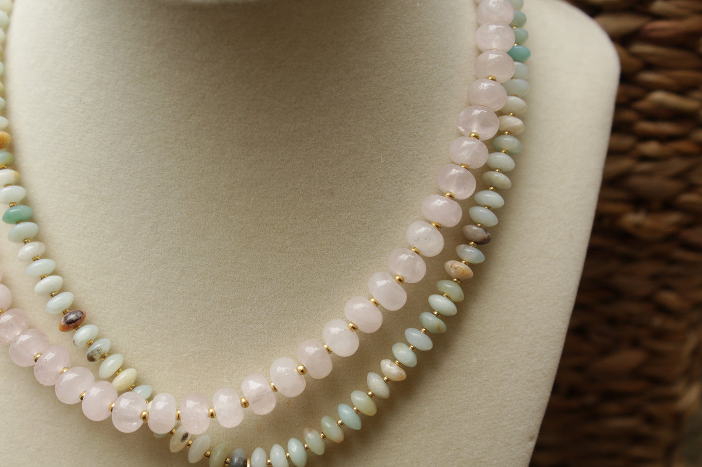 Rose Quartz Rondelle Beaded Necklace