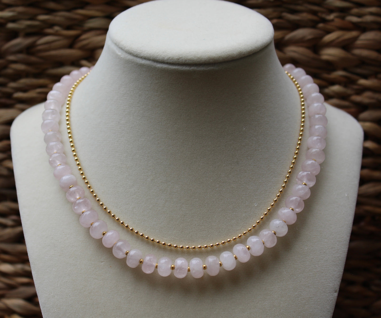 Rose Quartz Rondelle Beaded Necklace