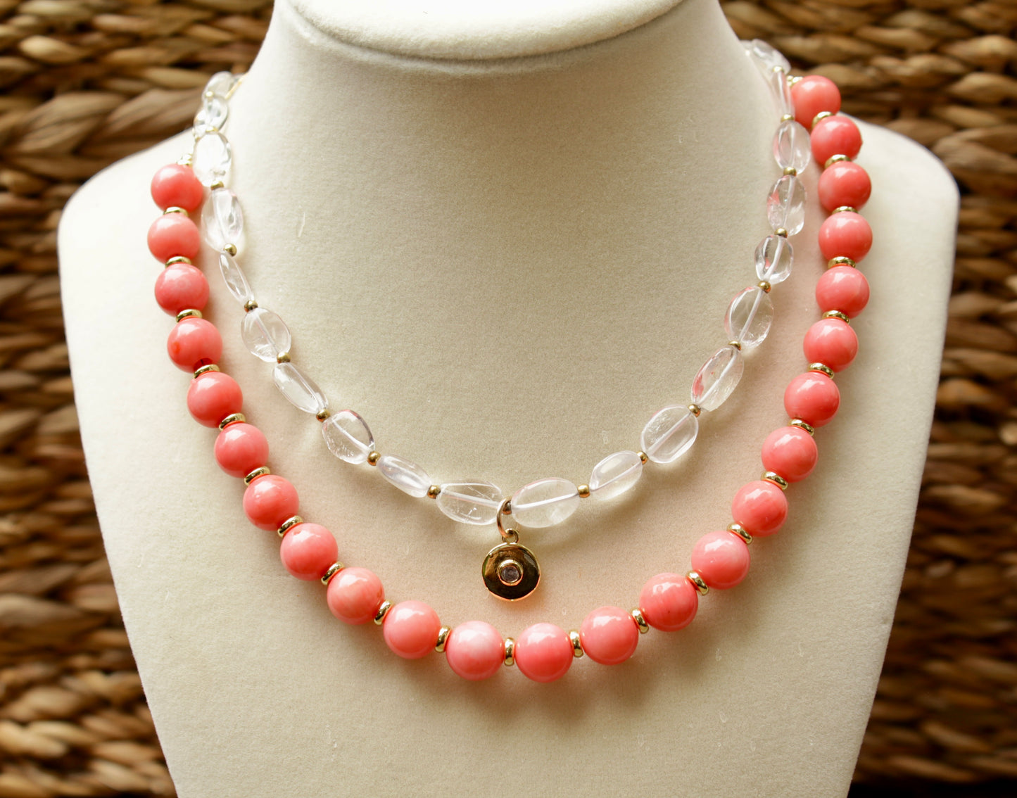 Coral & Paperclip Necklace