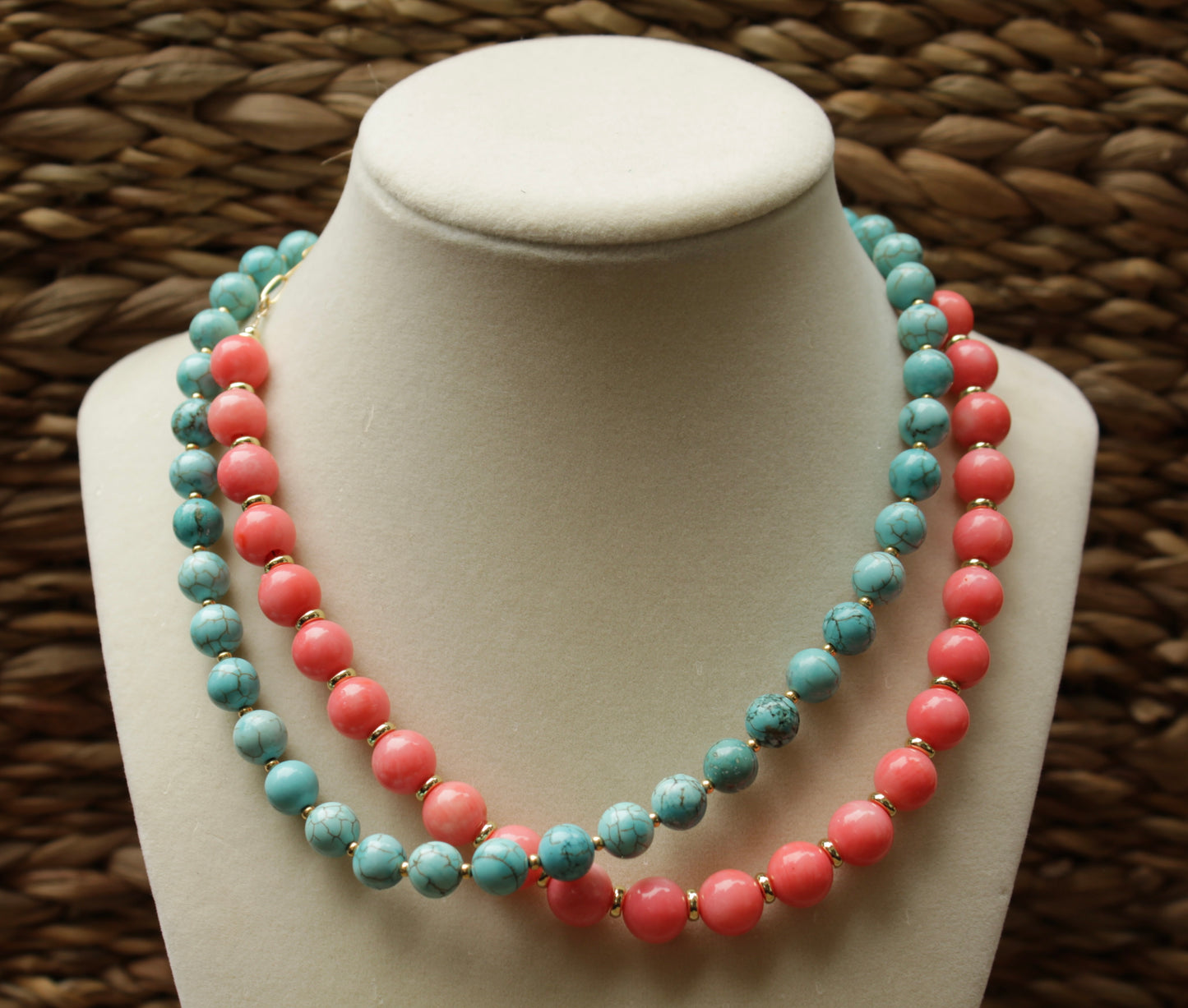 Coral & Paperclip Necklace