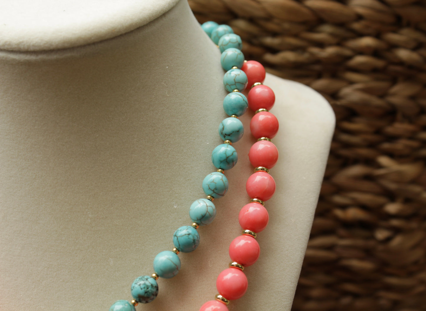 Coral & Paperclip Necklace
