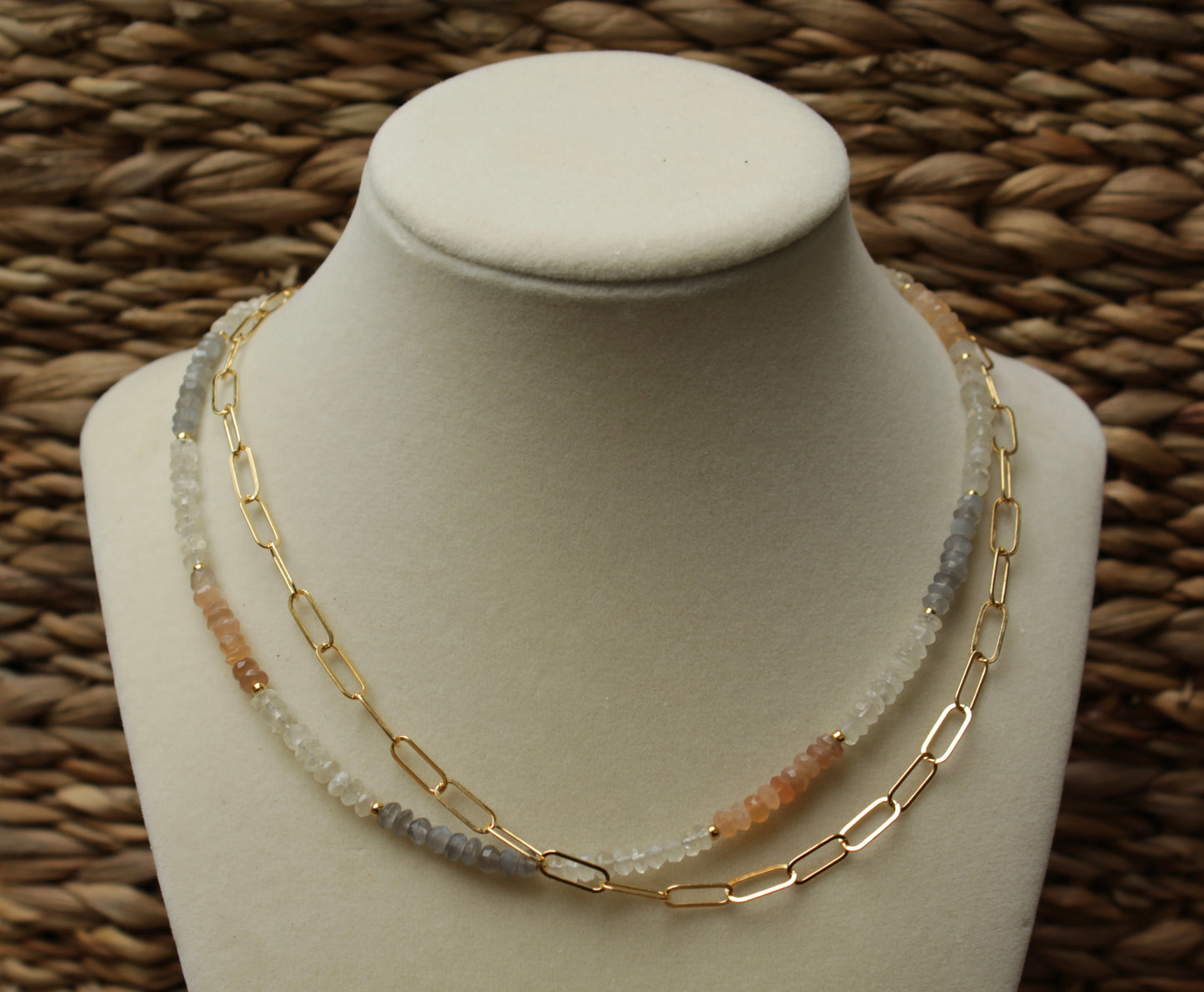 Moonstone Gradient Beaded Necklace