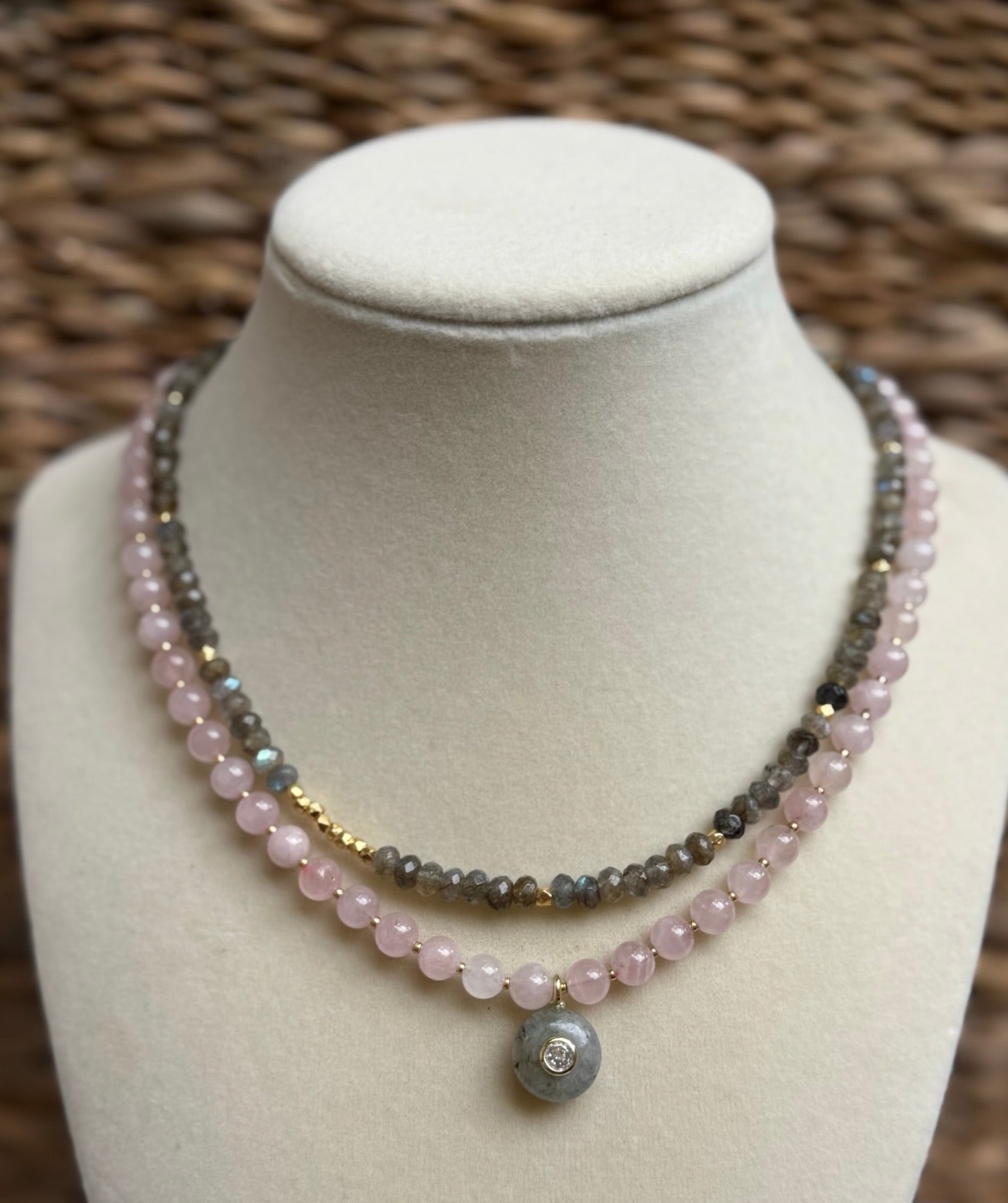 Rose Quartz Round Beaded Necklace
