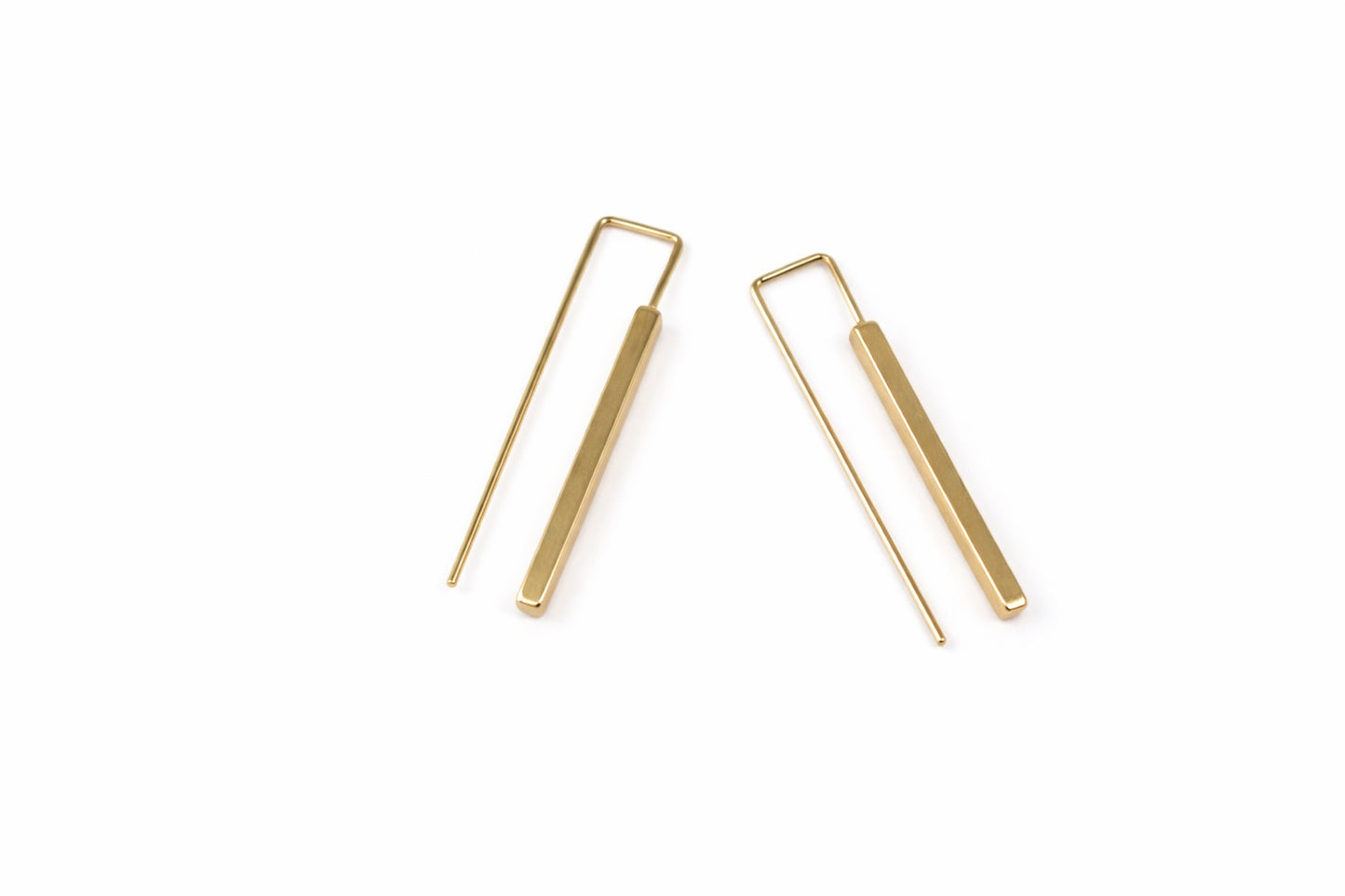 Square Gold Bar Earrings