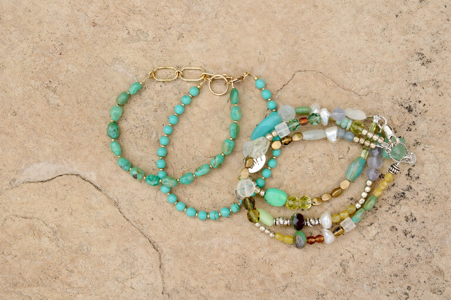 Turquoise Bracelet With Gold Spacers