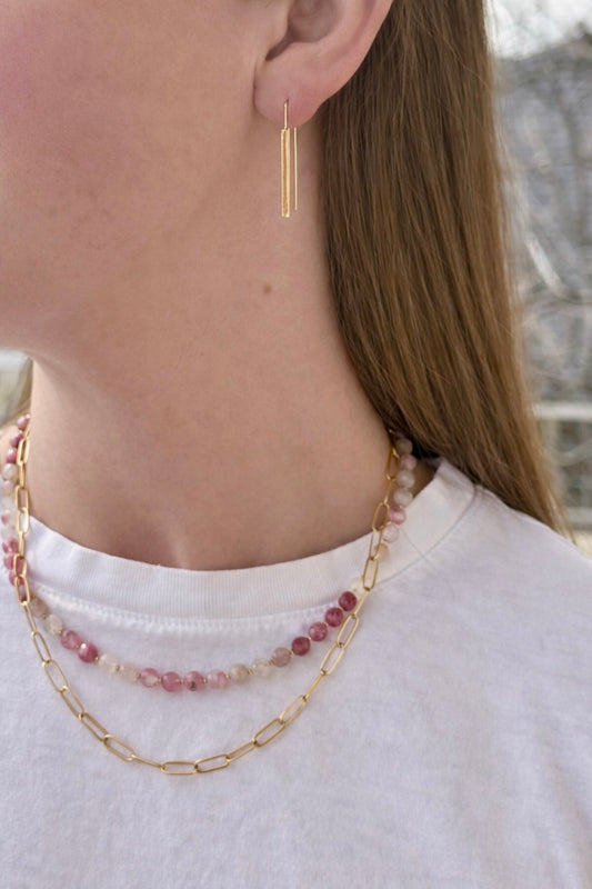 Square Gold Bar Earrings