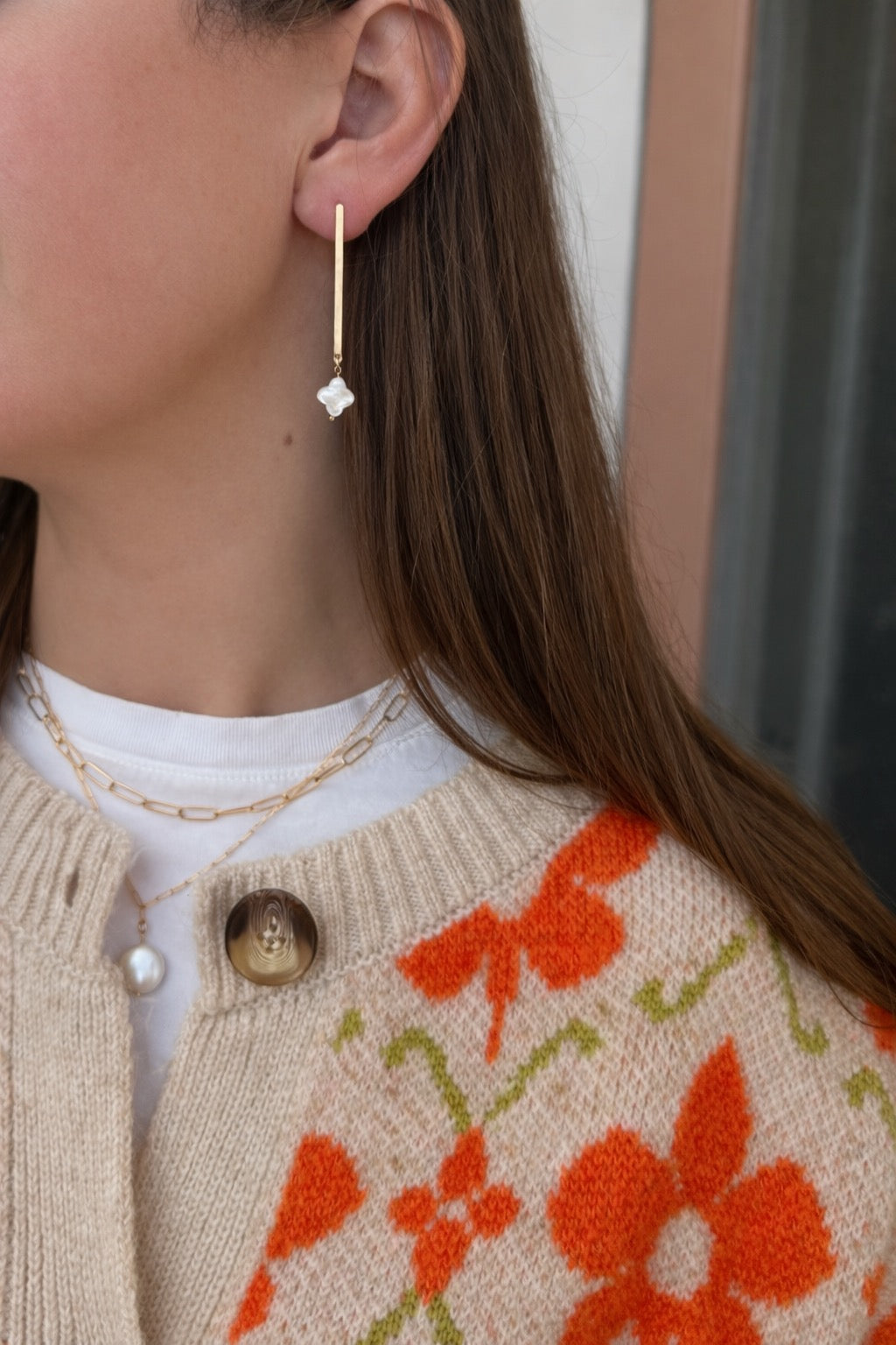 Mother of Pearl Stick Earrings