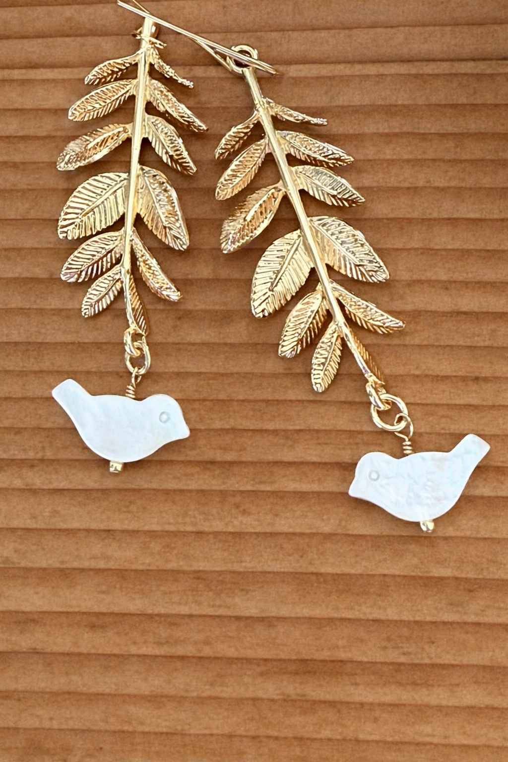 Mother of Pearl Bird Leaf Earrings